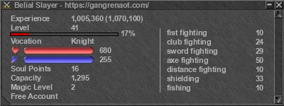 Signature for player Belial Slayer